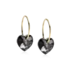 Blomdahl Örhängen GT Ear Ring 14 mm, Heart 10 mm, Black diamond 15-1355-12