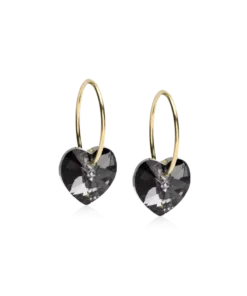 Blomdahl Örhängen GT Ear Ring 14 mm, Heart 10 mm, Black diamond 15-1355-12