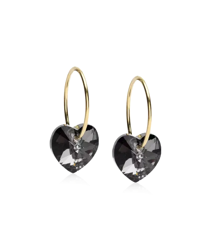 Blomdahl Örhängen GT Ear Ring 14 mm, Heart 10 mm, Black diamond 15-1355-12