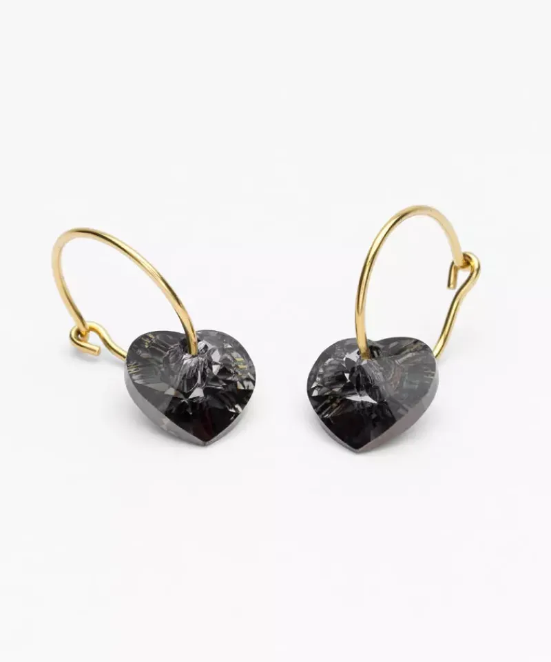 Blomdahl Örhängen GT Ear Ring 14 mm, Heart 10 mm, Black diamond 15-1355-12