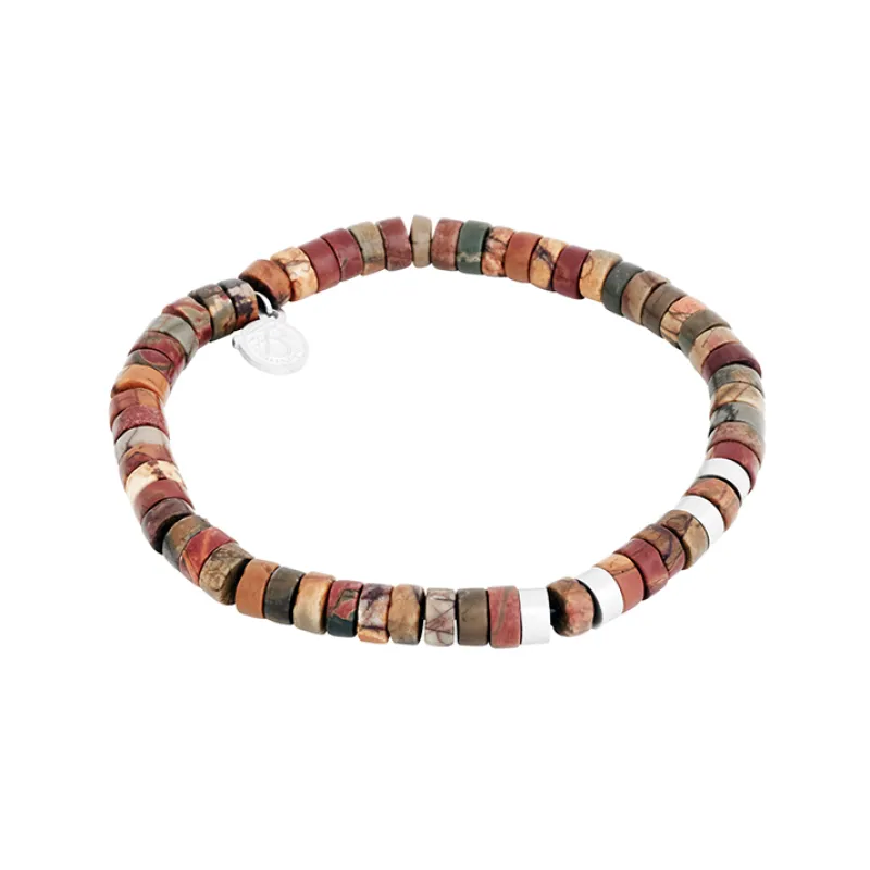 Armband By Billgren jaspis, stål, brun/röd – 8212