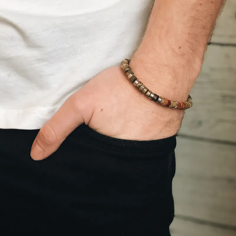 Armband By Billgren jaspis, stål, brun/röd – 8212