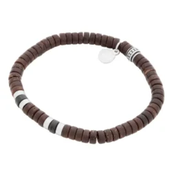 Armband By Billgren , kokosnöt, brun/svart/stål – 8192