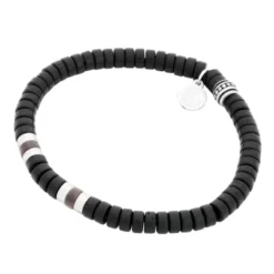 Armband By Billgren , kokosnöt, svart/brun/stål – 8191