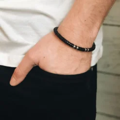 Armband By Billgren , kokosnöt, svart/brun/stål – 8191