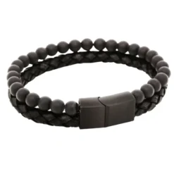 Armband By Billgren , Läder/Onyx, svart – 8147