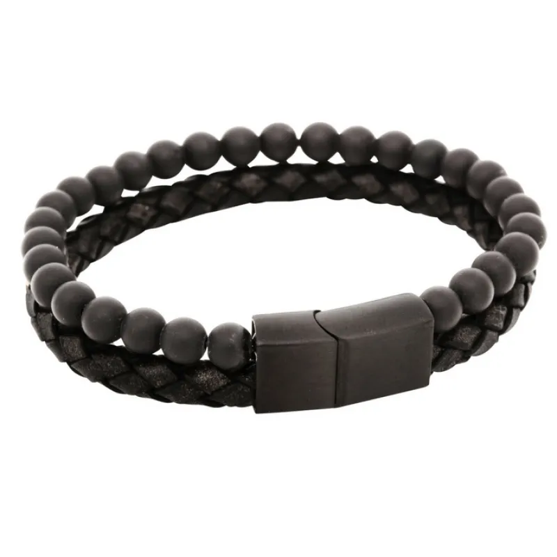 Armband By Billgren , Läder/Onyx, svart – 8147