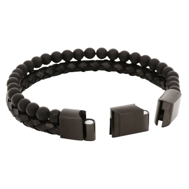 Armband By Billgren , Läder/Onyx, svart – 8147