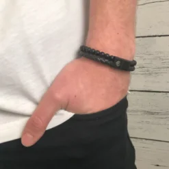 Armband By Billgren , Läder/Onyx, svart – 8147
