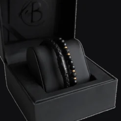Armband By Billgren sset, beads/läder, svart/guld – 8125-8161