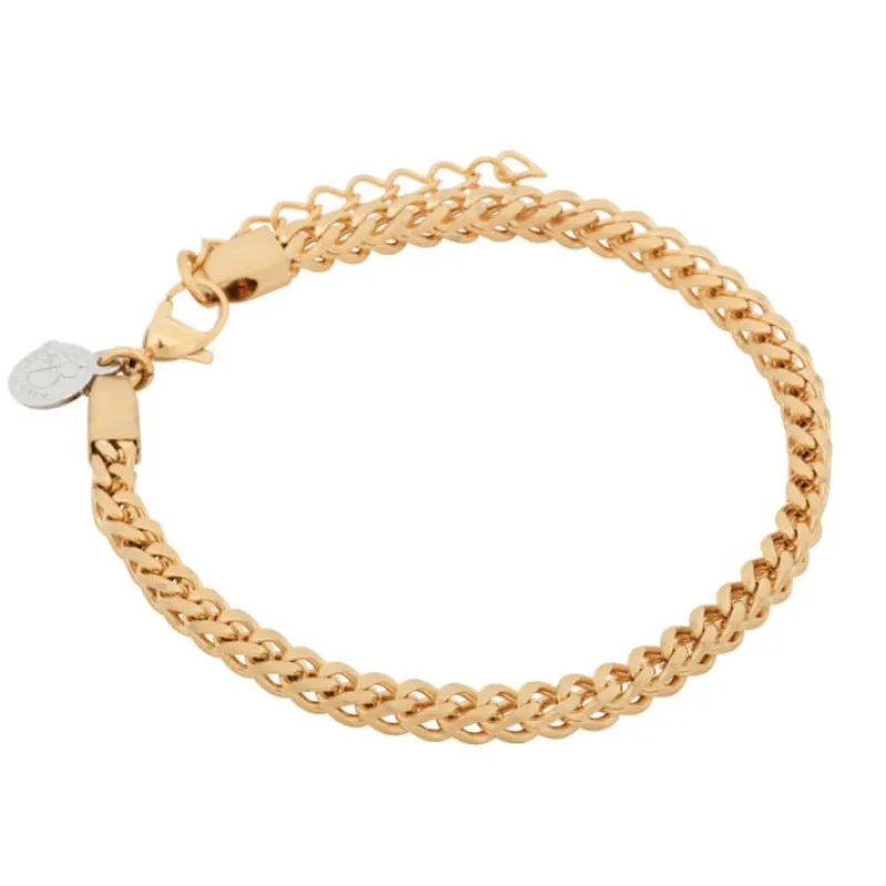 Armband By Billgren sset, läder/stål Brun/guld – 8133-8156