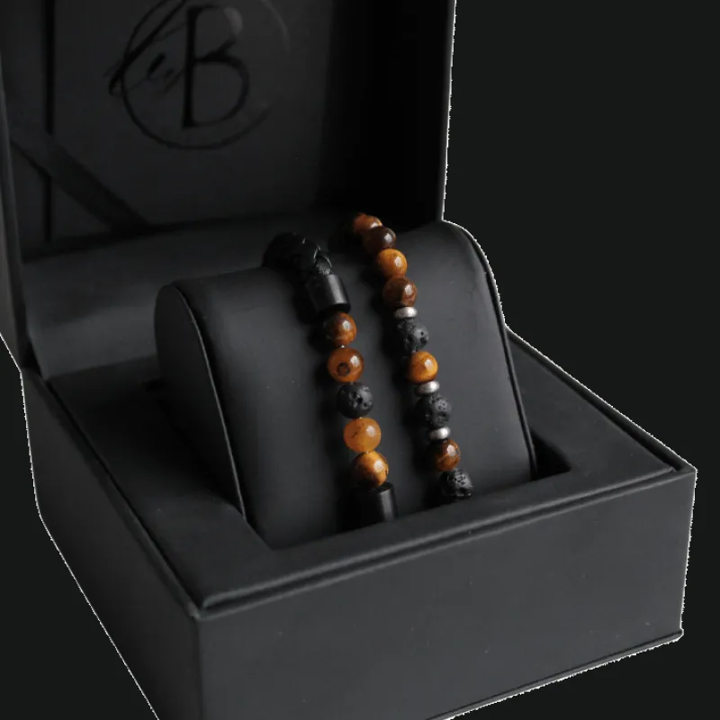 Armband By Billgren sset, läder/beads, svart/brun – 8188-8160