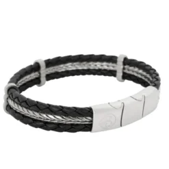 Armband By Billgren Stål och Läder Svart