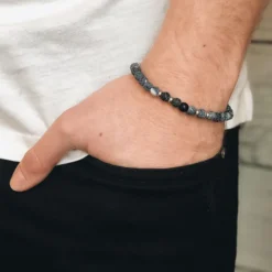Armband By Billgren Beads, Agat + Onyx, blå/svart – 8158