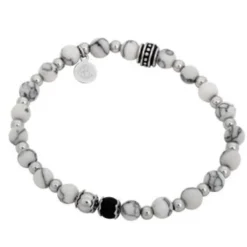 Armband By Billgren Beads, Howlite, vit/svart – 8948