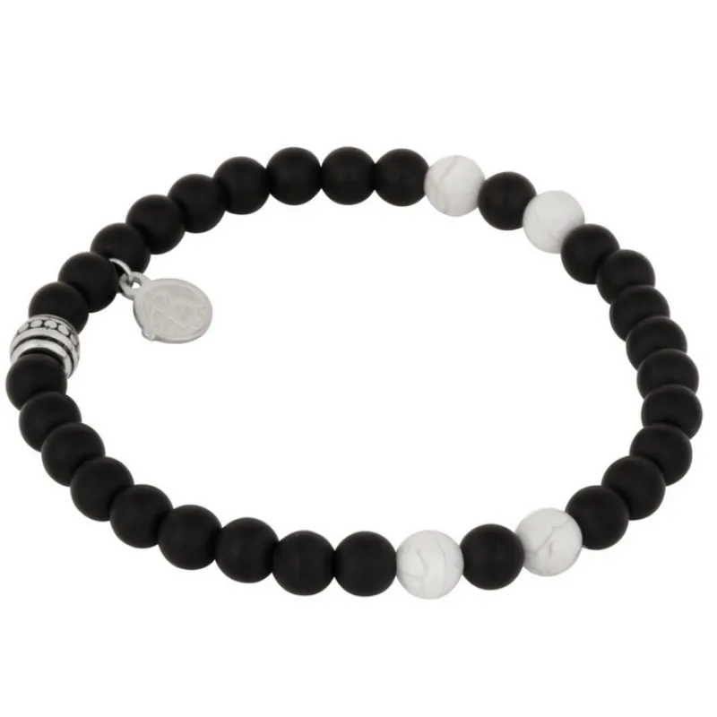 Armband By Billgren Beads, Howilte, svart/vit/silver – 8941