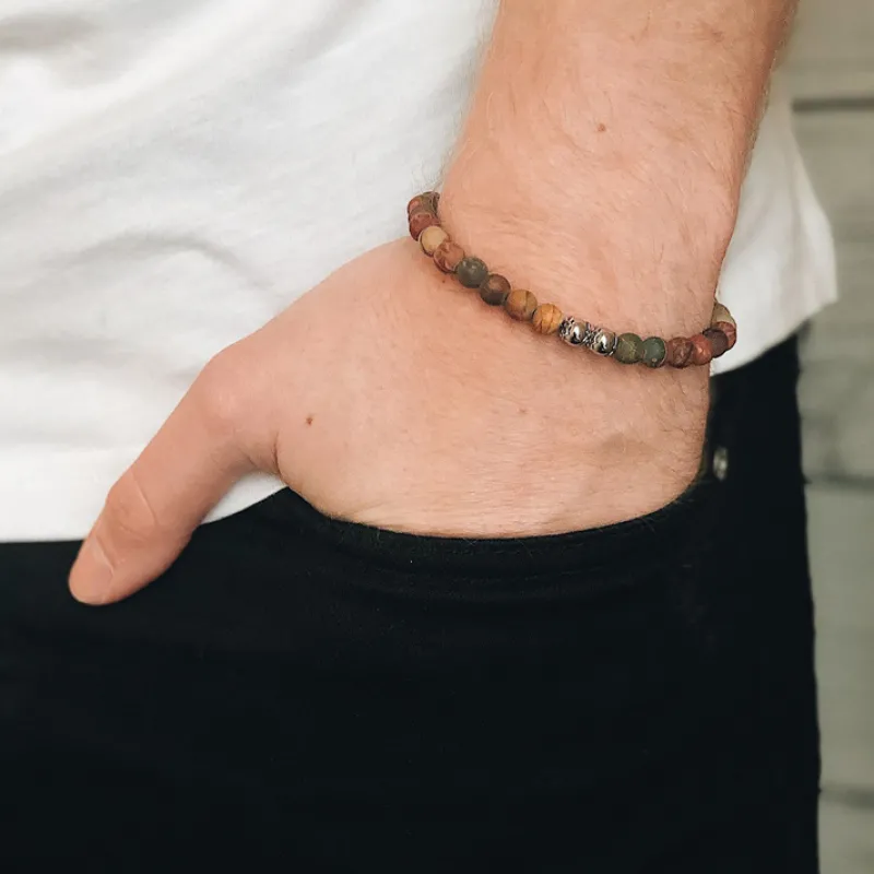 Armband By Billgren Beads, Jaspis röd/brun/grön – 8116
