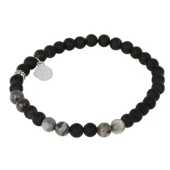 Armband By Billgren Beads, Jaspis + Onyx, grå/svart – 8137