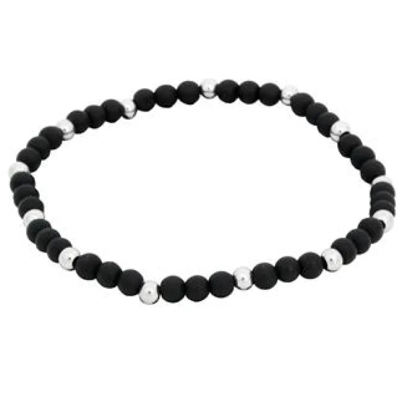 Armband By Billgren Beads, mattsvart/stål – 8945