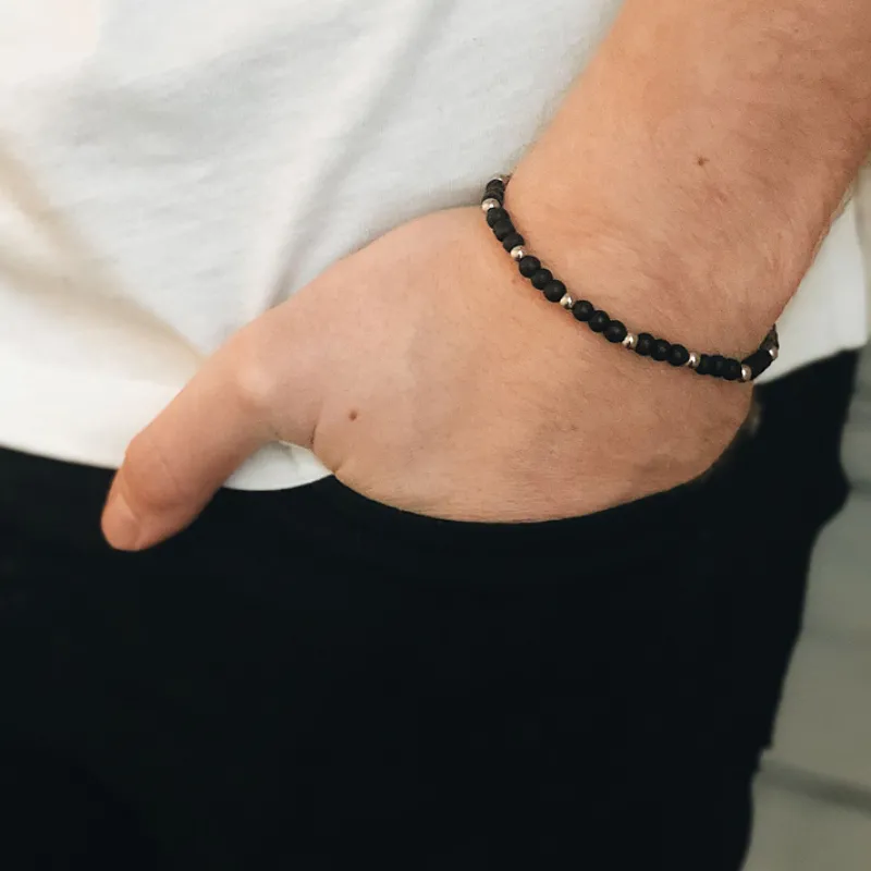 Armband By Billgren Beads, mattsvart/stål – 8945