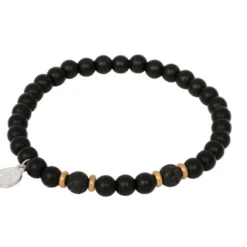 Armband By Billgren Beads, Onyx + lavasten, svart/guld – 8161