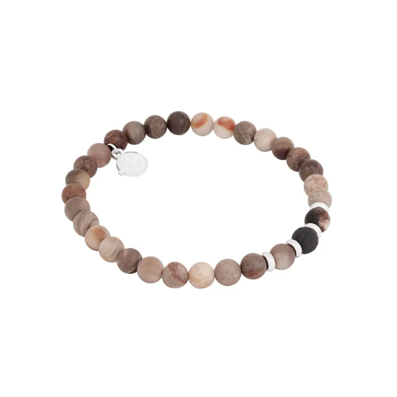 Armband By Billgren Beads, opal, lavasten, beige, svart – 8215