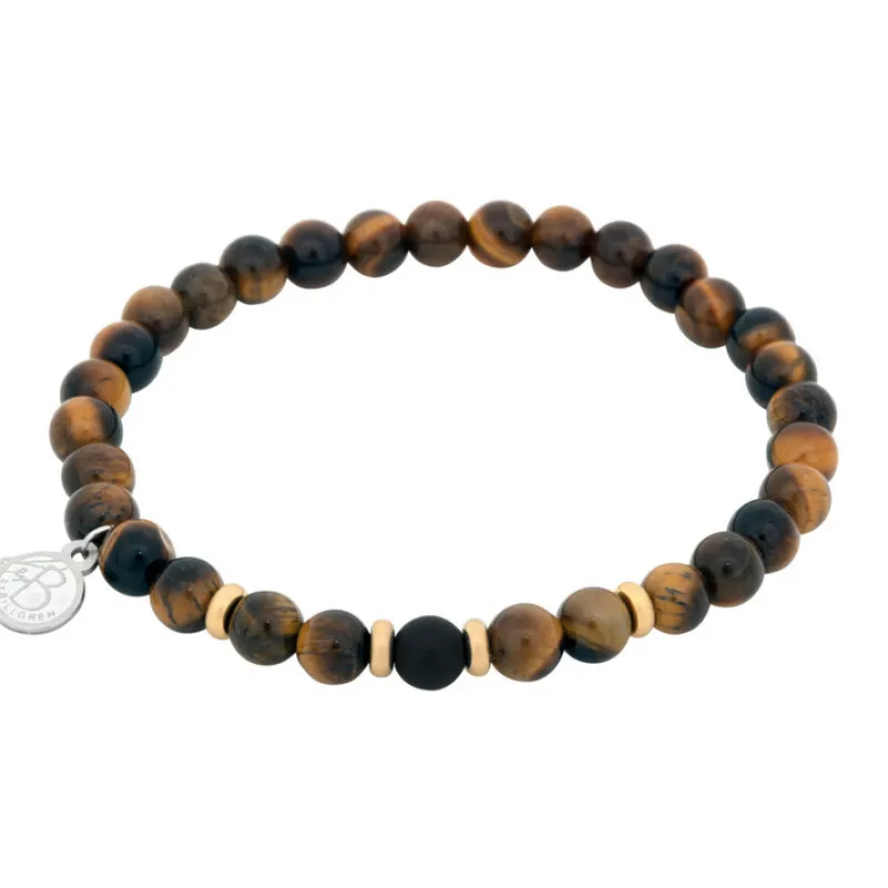 Armband By Billgren Beads, Tigeröga + Onyx, brun/svart/guld – 8162