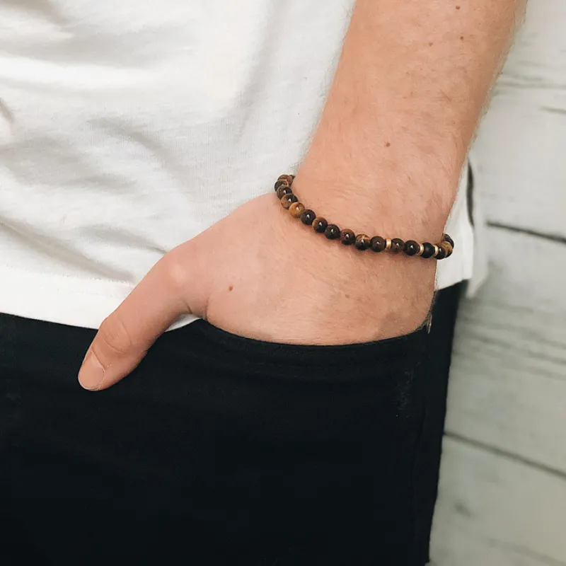 Armband By Billgren Beads, Tigeröga + Onyx, brun/svart/guld – 8162