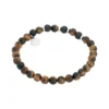 Armband By Billgren Beads, tigeröga, lavasten, stål – 8227