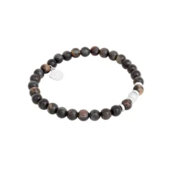 Armband By Billgren Beads, tigeröga + stål, svart – 8214