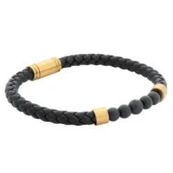 Armband By Billgren Läder/beads, Svart/Guld – 8186