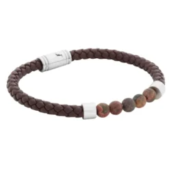 Armband By Billgren Läder/Beads, Brun/Blå – 8189