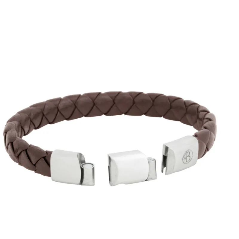 Armband By Billgren Läder, dubbel, brun/grå – 8216