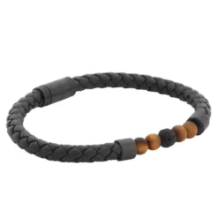 Armband By Billgren Läder, dubbel, brun/grå – 8216