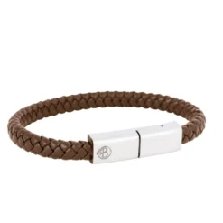 Armband By Billgren Läder, dubbel, brun/grå – 8216