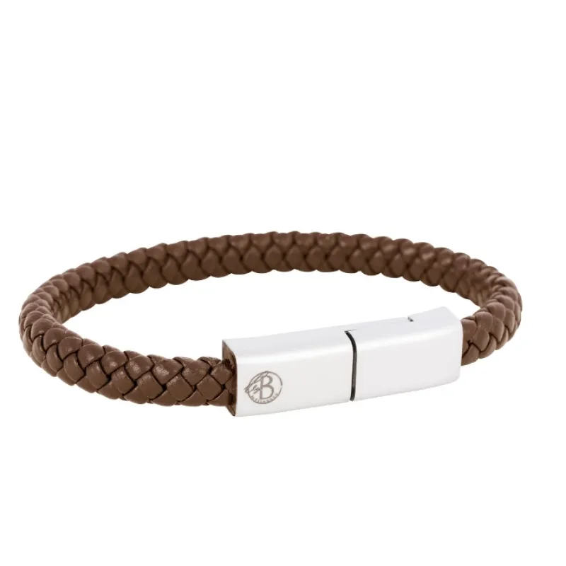 Armband By Billgren Läder, dubbel, brun/grå – 8216