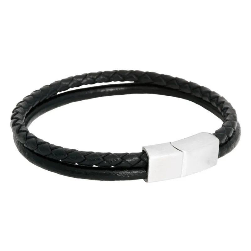 Armband By Billgren Läder, dubbel, brun/grå – 8216
