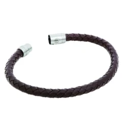 Armband By Billgren Läder, Flätat med lås i stål, svart – 8931