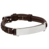 Armband By Billgren Läder, Graverbar stålbricka, Brun – 8974