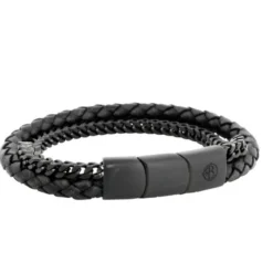 Armband By Billgren Läder, kedja, svart – 8183