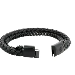 Armband By Billgren Läder, kedja, svart – 8183