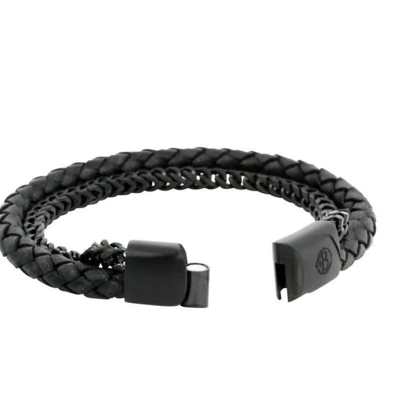 Armband By Billgren Läder, kedja, svart – 8183