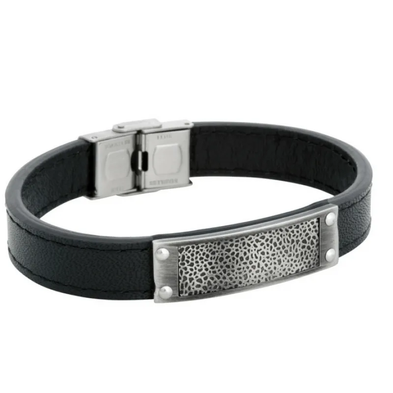 Armband By Billgren Läder, Pattern, svart – 8177