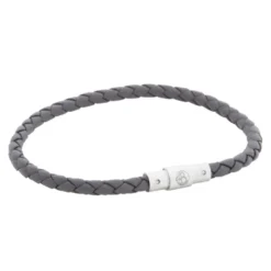 Armband By Billgren Läder Tunt/Flätat Grå- 8204