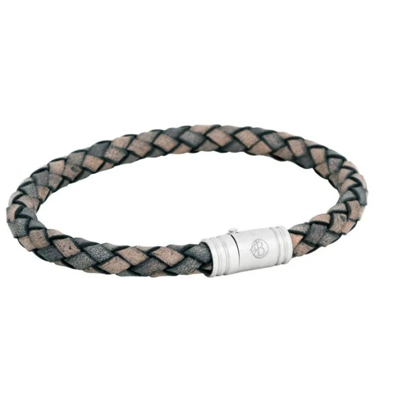 Armband By Billgren Läder, Vintage, grå/beige – 8151