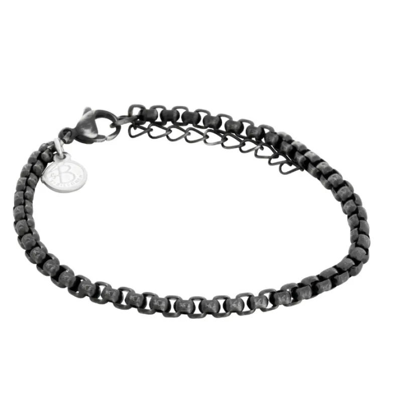 Armband By Billgren Stål, länk, svart – 8155