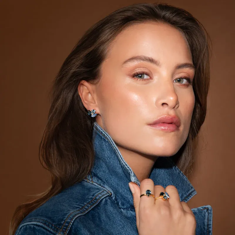 Caroline Svedbom Ana örhängen, Denimblue Combo – Rhodium