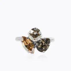 Caroline Svedbom Ana Ring, Black Golden Combo – Rhodium
