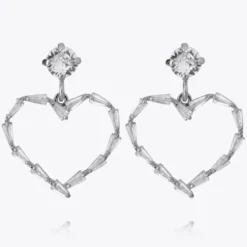 Caroline Svedbom Baguette Heart Örhängen/ Crystal (Rhodium)