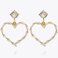 Caroline Svedbom Baguette Heart Örhängen/ Crystal (Guld)